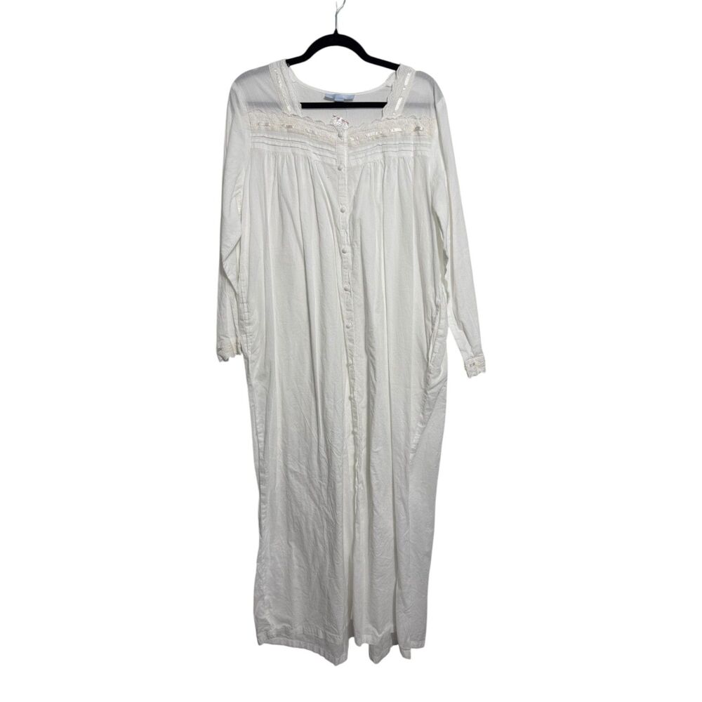 Only Necessities White Cottage Eyelet Lace Cotton Nightgown 18 20 NEW